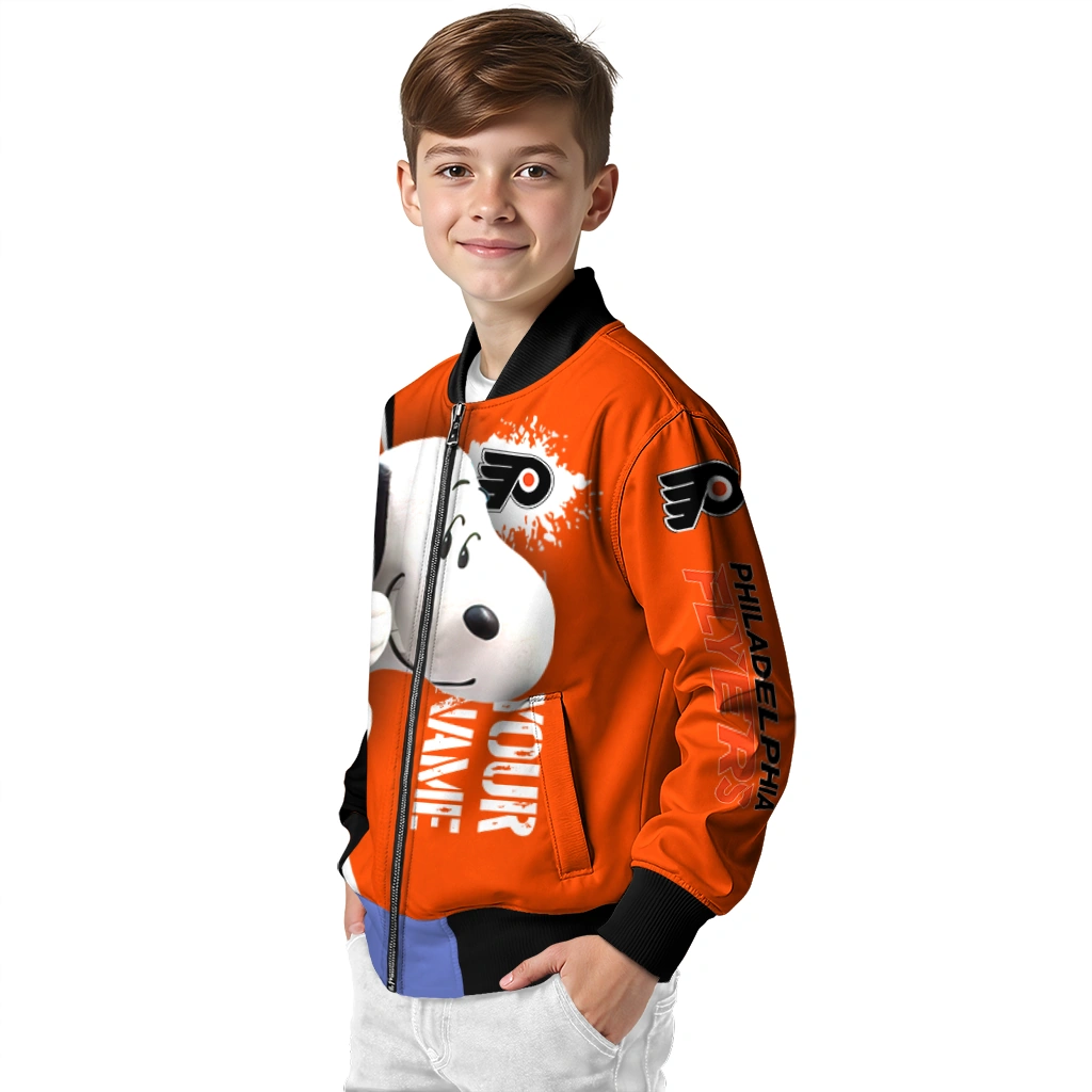 custom philadelphia flyers snoopy head orange bomber jacket trendy custom philadelphia flyers snoopy head orange bomber jacket trendy