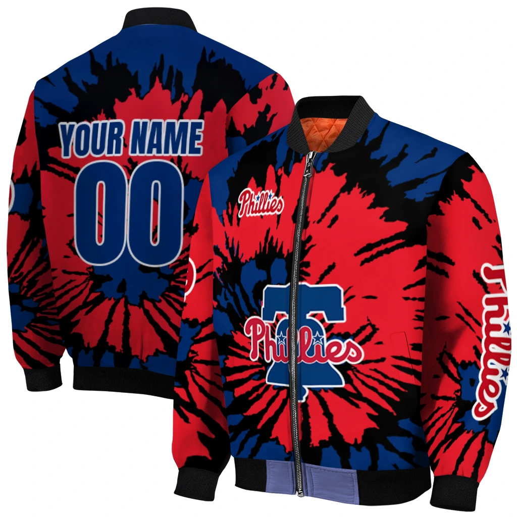custom philadelphia phillies burst splatter blue bomber jacket best selling custom philadelphia phillies burst splatter blue bomber jacket best selling