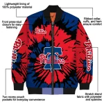 custom philadelphia phillies burst splatter blue bomber jacket best selling