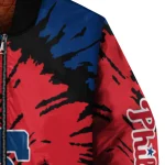 custom philadelphia phillies burst splatter blue bomber jacket best selling