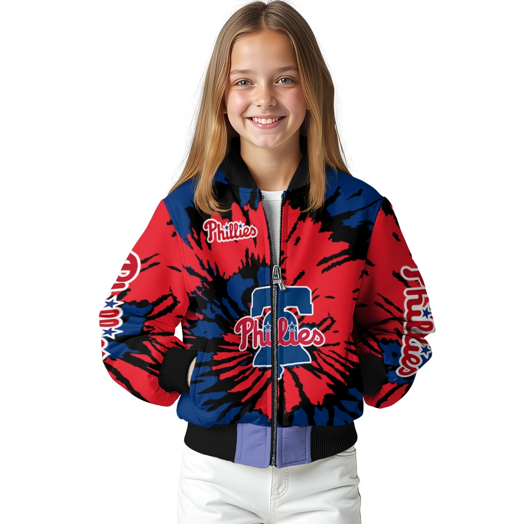 custom philadelphia phillies burst splatter blue bomber jacket top rated custom philadelphia phillies burst splatter blue bomber jacket top rated