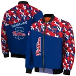 custom philadelphia phillies camouflage print blue bomber jacket best selling