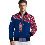 custom philadelphia phillies camouflage print blue bomber jacket best selling