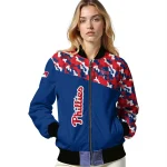 custom philadelphia phillies camouflage print blue bomber jacket best selling