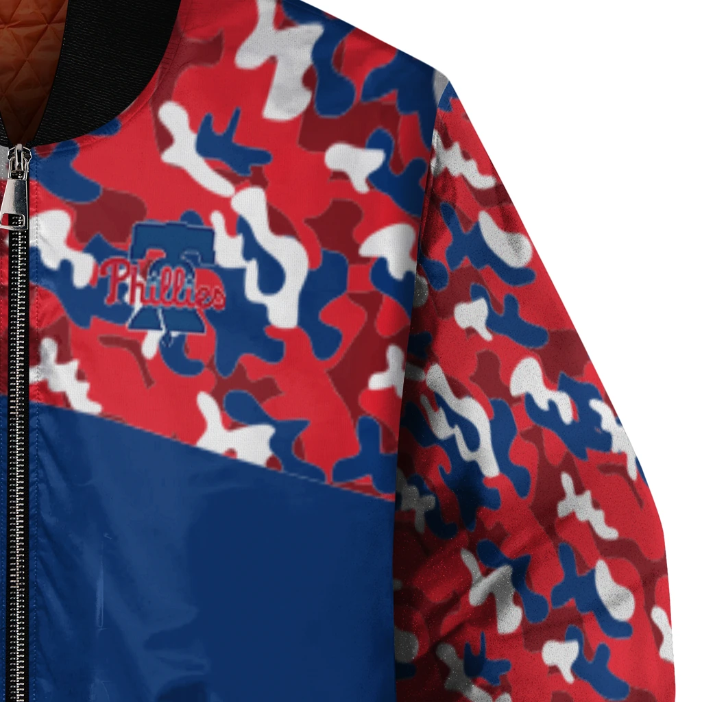custom philadelphia phillies camouflage print blue bomber jacket premium grade custom philadelphia phillies camouflage print blue bomber jacket premium grade