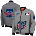 custom philadelphia phillies claw rend grey bomber jacket best selling