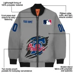 custom philadelphia phillies claw rend grey bomber jacket best selling