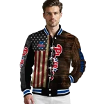 custom philadelphia phillies flag wood brown varsity jacket best selling