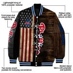 custom philadelphia phillies flag wood brown varsity jacket best selling