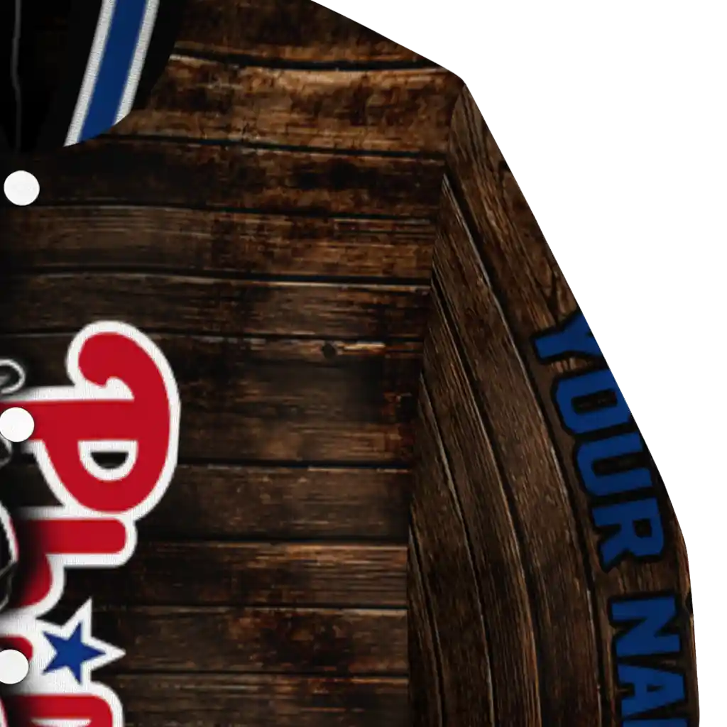 custom philadelphia phillies flag wood brown varsity jacket premium grade custom philadelphia phillies flag wood brown varsity jacket premium grade