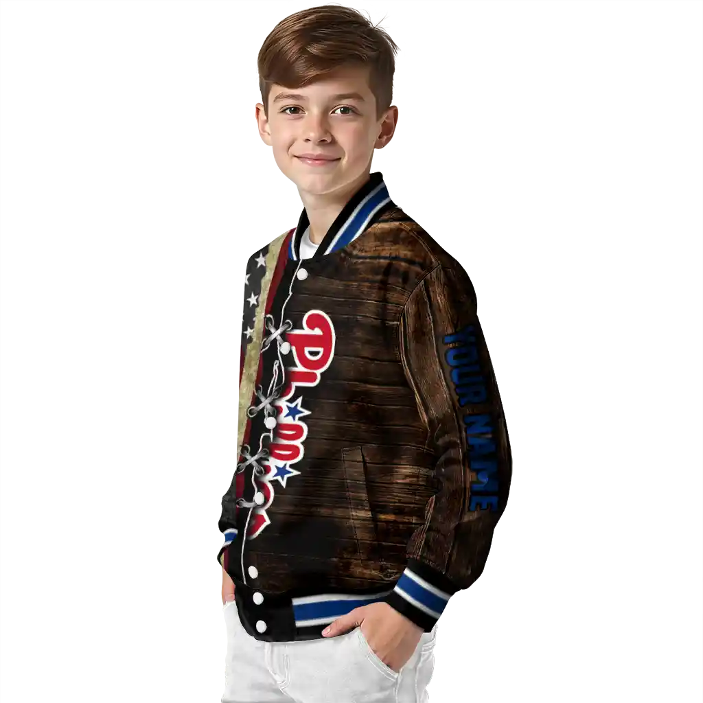 custom philadelphia phillies flag wood brown varsity jacket trendy custom philadelphia phillies flag wood brown varsity jacket trendy