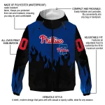 custom philadelphia phillies flame trim blue black windbreaker jacket best selling