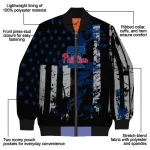 custom philadelphia phillies star stripes blue black bomber jacket best selling