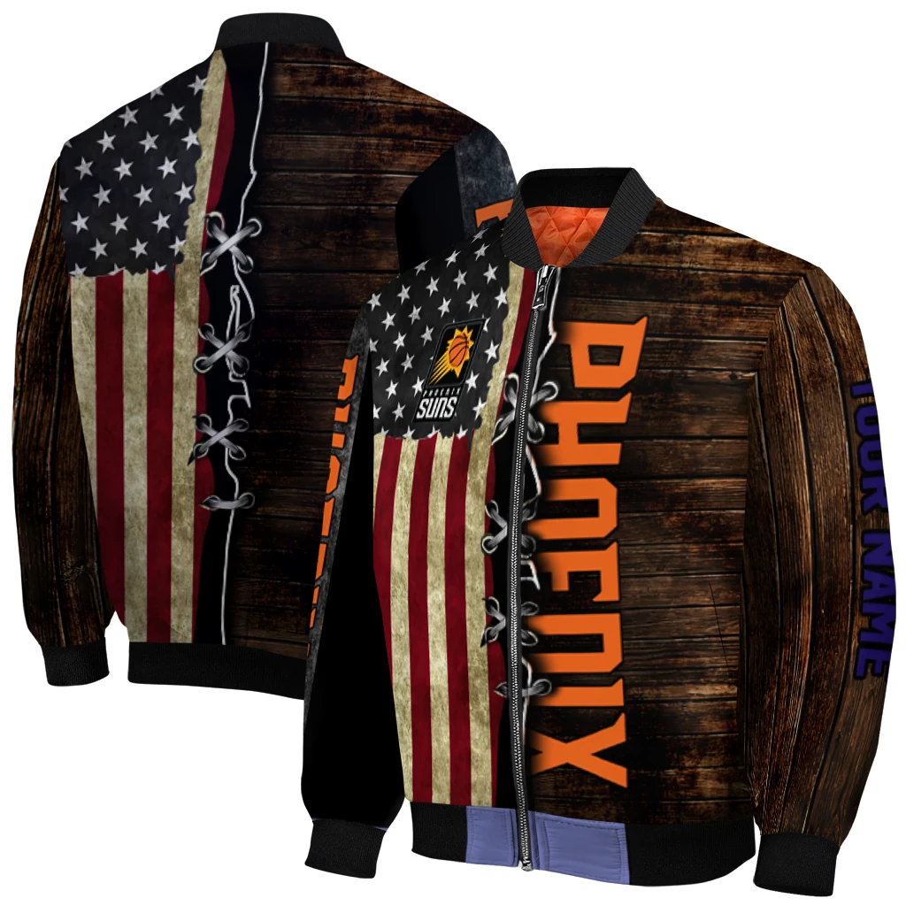 custom phoenix suns flag wood brown bomber jacket best selling custom phoenix suns flag wood brown bomber jacket best selling