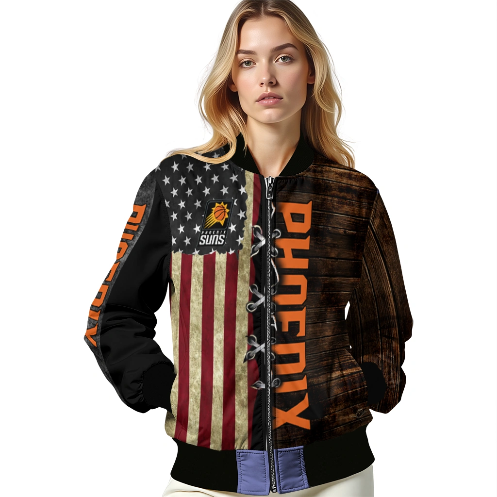 custom phoenix suns flag wood brown bomber jacket latest model custom phoenix suns flag wood brown bomber jacket latest model