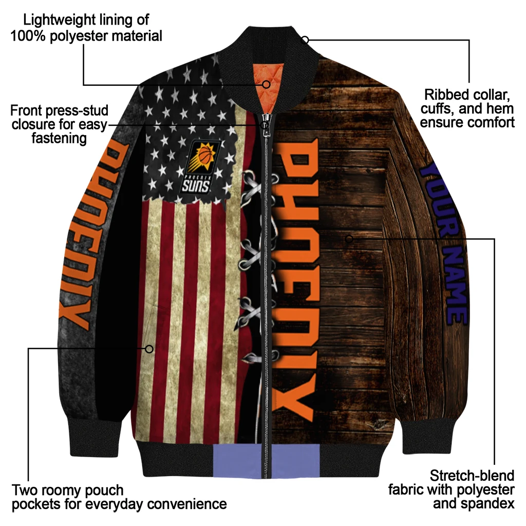 custom phoenix suns flag wood brown bomber jacket new arrival custom phoenix suns flag wood brown bomber jacket new arrival
