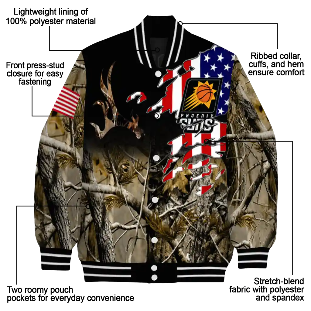 custom phoenix suns patriot deer camouflage varsity jacket new arrival custom phoenix suns patriot deer camouflage varsity jacket new arrival