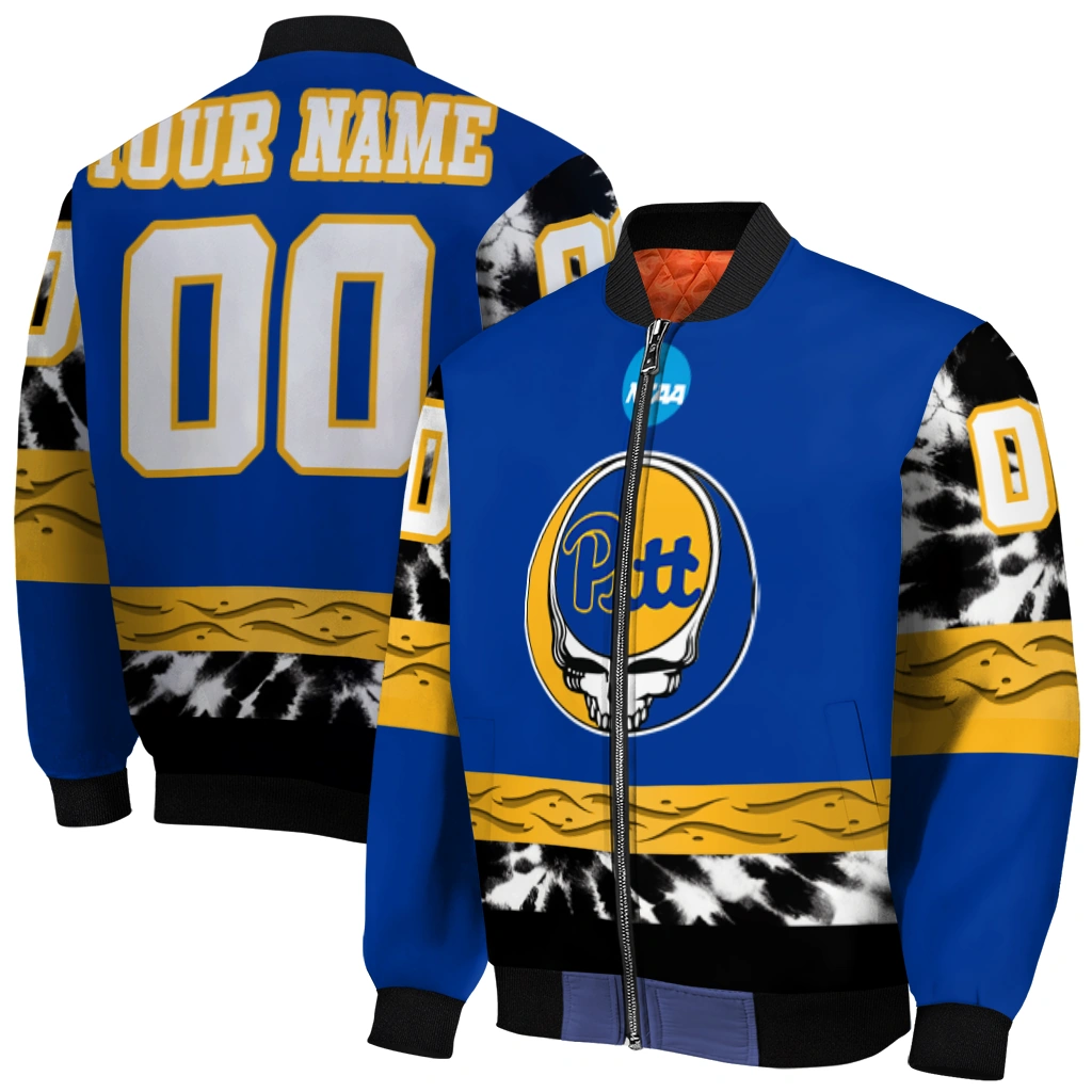 custom pittsburgh panthers circle skull royal blue black bomber jacket best selling custom pittsburgh panthers circle skull royal blue black bomber jacket best selling