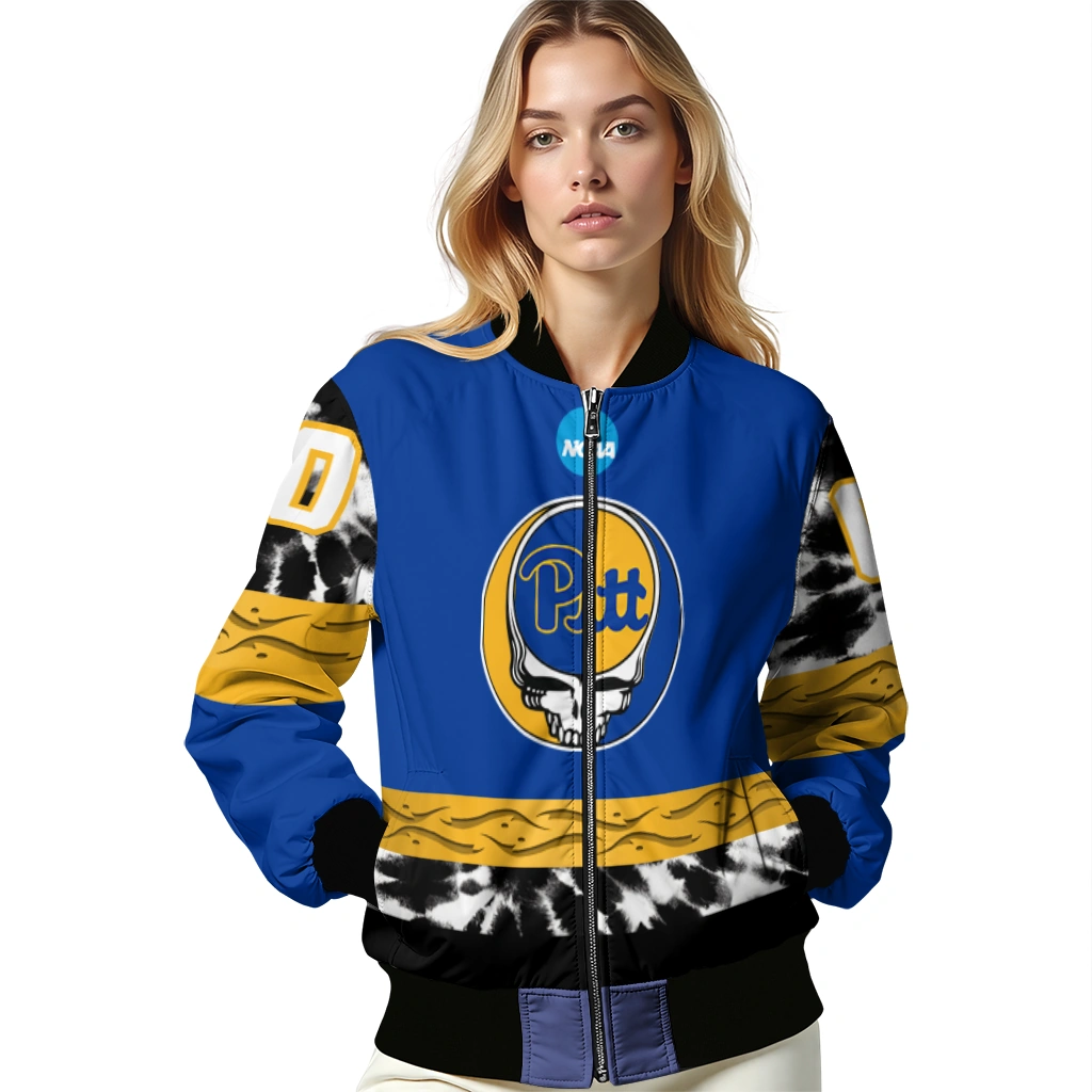 custom pittsburgh panthers circle skull royal blue black bomber jacket latest model custom pittsburgh panthers circle skull royal blue black bomber jacket latest model