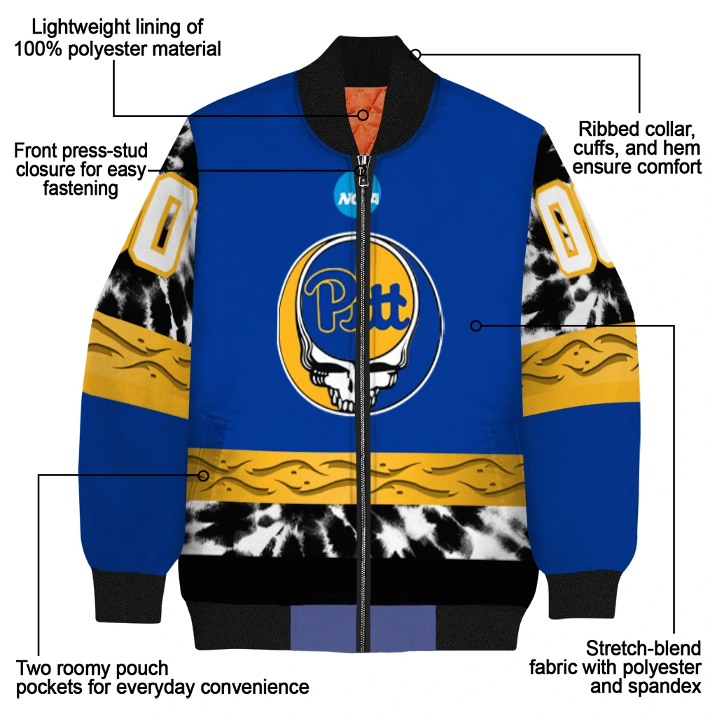 custom pittsburgh panthers circle skull royal blue black bomber jacket new arrival custom pittsburgh panthers circle skull royal blue black bomber jacket new arrival