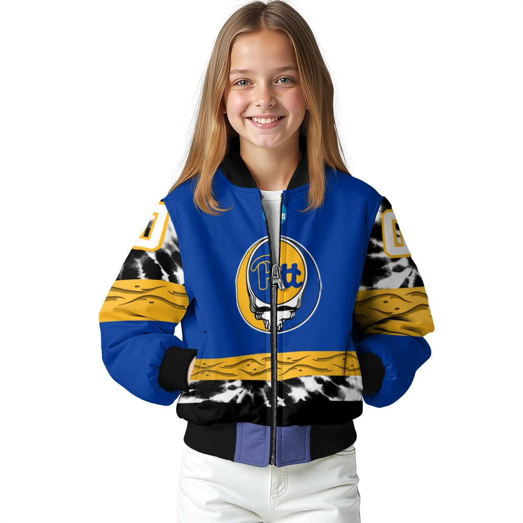 custom pittsburgh panthers circle skull royal blue black bomber jacket top rated custom pittsburgh panthers circle skull royal blue black bomber jacket top rated