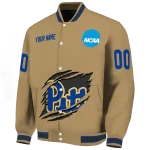 custom pittsburgh panthers claw effect beige varsity jacket best selling