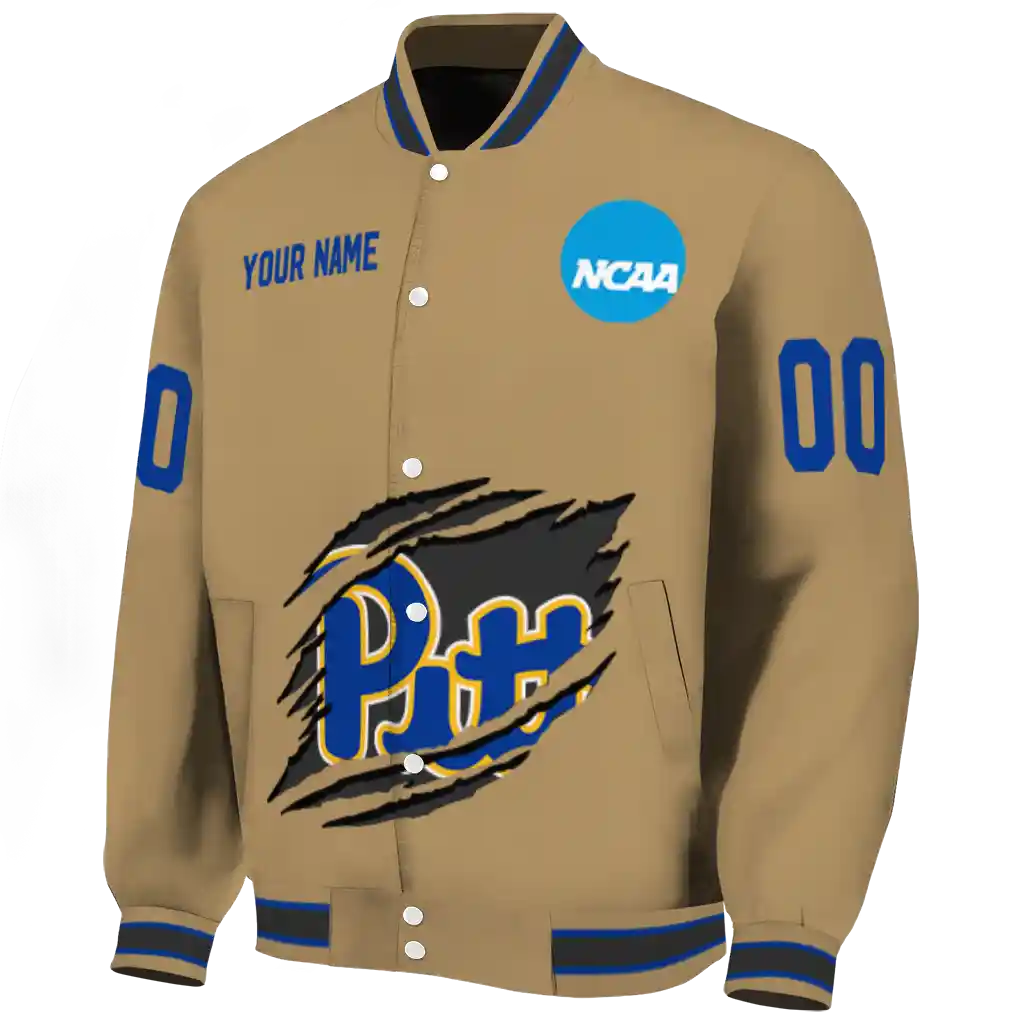 custom pittsburgh panthers claw effect beige varsity jacket best selling custom pittsburgh panthers claw effect beige varsity jacket best selling
