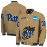custom pittsburgh panthers claw effect beige varsity jacket best selling