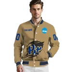 custom pittsburgh panthers claw effect beige varsity jacket best selling