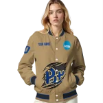 custom pittsburgh panthers claw effect beige varsity jacket best selling