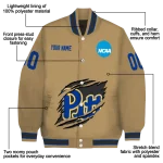 custom pittsburgh panthers claw effect beige varsity jacket best selling