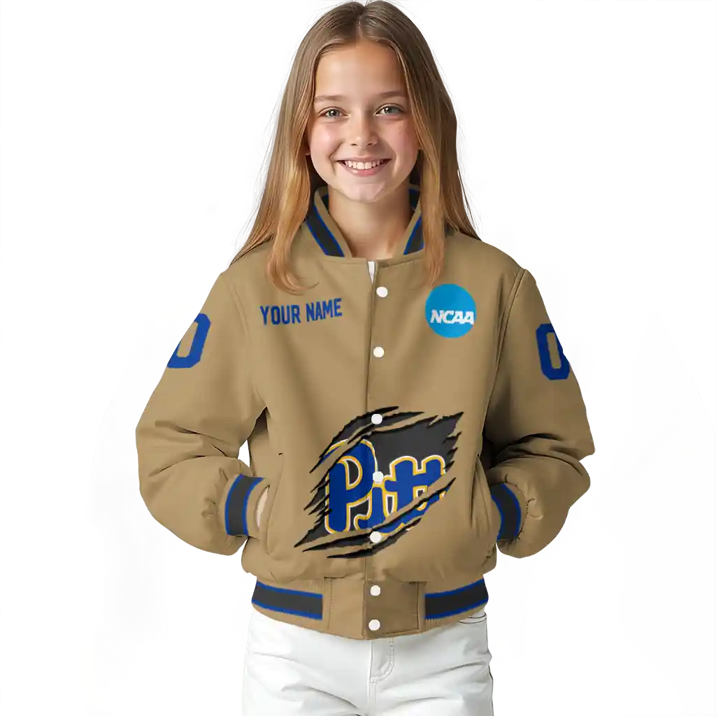 custom pittsburgh panthers claw effect beige varsity jacket top rated custom pittsburgh panthers claw effect beige varsity jacket top rated