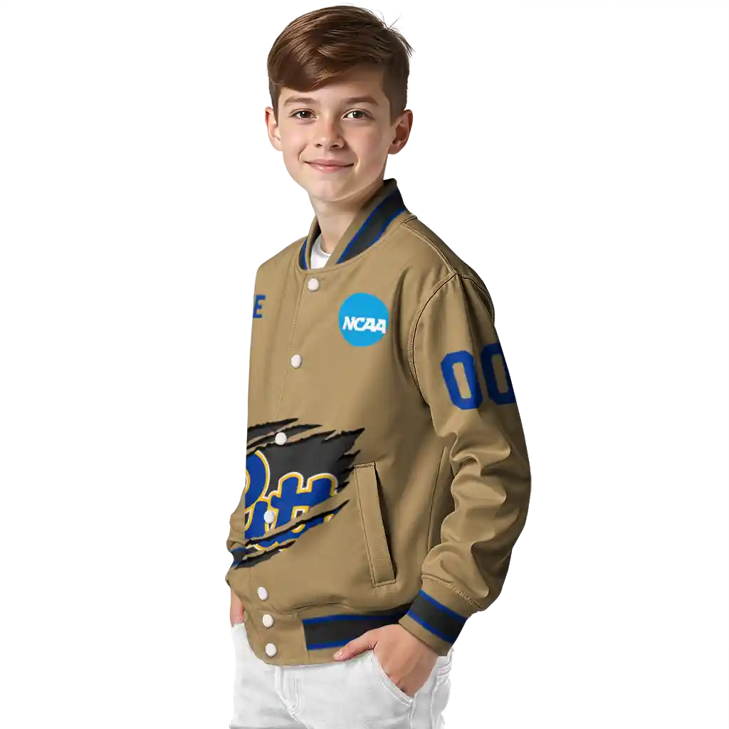 custom pittsburgh panthers claw effect beige varsity jacket trendy custom pittsburgh panthers claw effect beige varsity jacket trendy