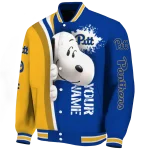 custom pittsburgh panthers snoopy head royal blue varsity jacket best selling