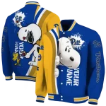 custom pittsburgh panthers snoopy head royal blue varsity jacket best selling
