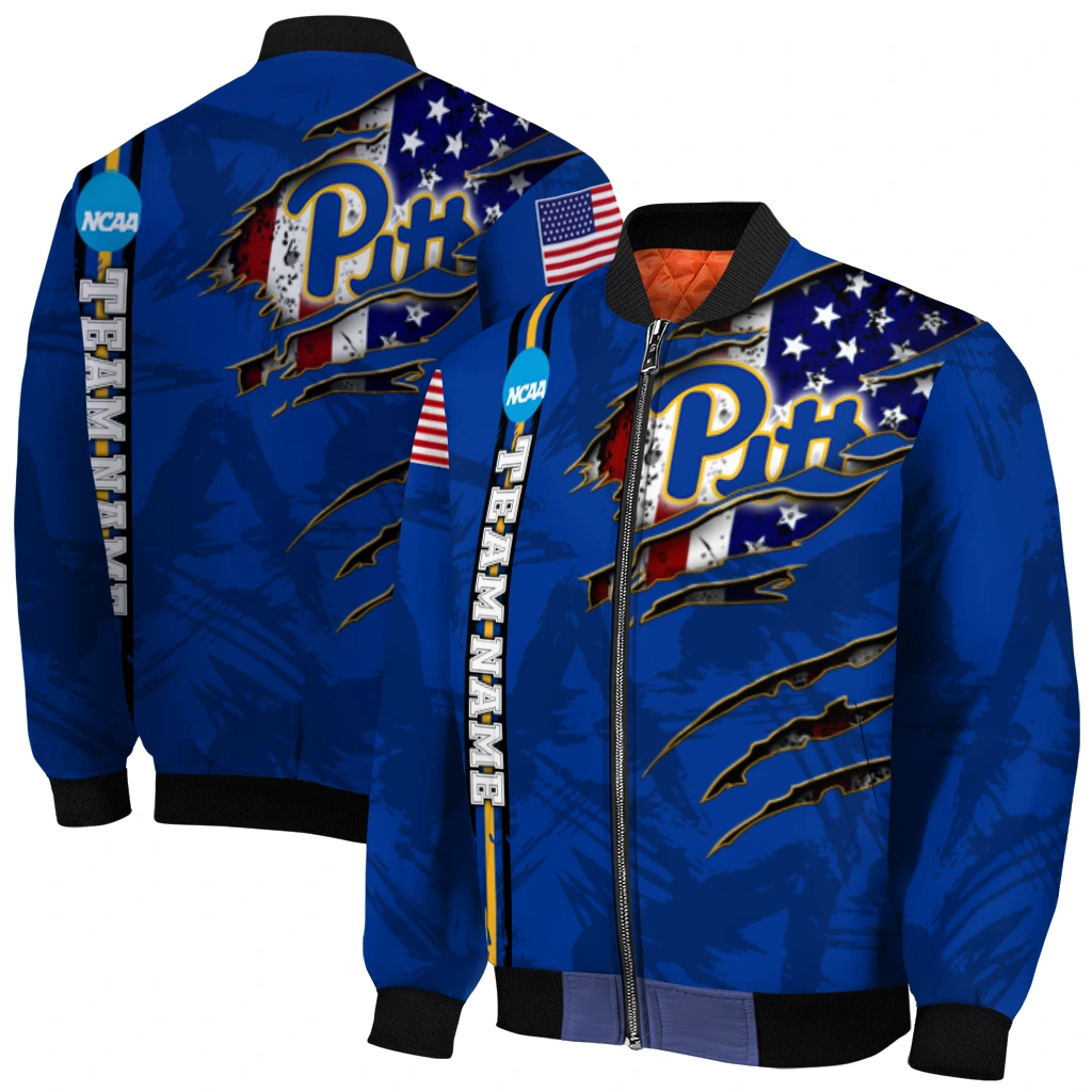 custom pittsburgh panthers usa flag claws royal blue bomber jacket best selling custom pittsburgh panthers usa flag claws royal blue bomber jacket best selling