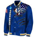 custom pittsburgh panthers usa flag claws royal blue varsity jacket best selling