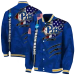 custom pittsburgh panthers usa flag claws royal blue varsity jacket best selling