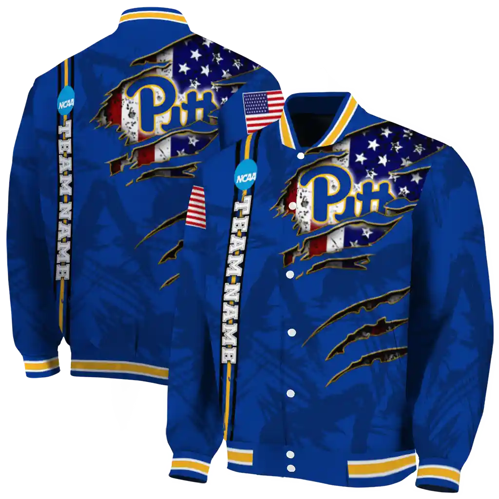 custom pittsburgh panthers usa flag claws royal blue varsity jacket fashion forward custom pittsburgh panthers usa flag claws royal blue varsity jacket fashion forward