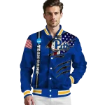 custom pittsburgh panthers usa flag claws royal blue varsity jacket best selling