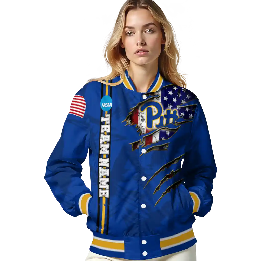 custom pittsburgh panthers usa flag claws royal blue varsity jacket latest model custom pittsburgh panthers usa flag claws royal blue varsity jacket latest model