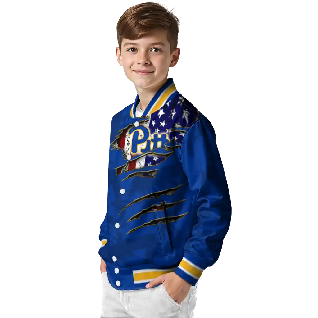 custom pittsburgh panthers usa flag claws royal blue varsity jacket trendy custom pittsburgh panthers usa flag claws royal blue varsity jacket trendy