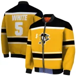 custom pittsburgh penguins stripe statement yellow black bomber jacket best selling