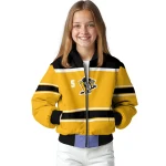 custom pittsburgh penguins stripe statement yellow black bomber jacket best selling
