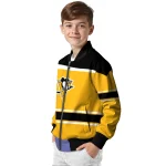 custom pittsburgh penguins stripe statement yellow black bomber jacket best selling