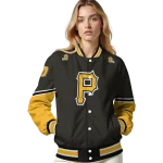 custom pittsburgh pirates chevron style black varsity jacket best selling