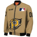 custom pittsburgh pirates claw swipe beige bomber jacket best selling