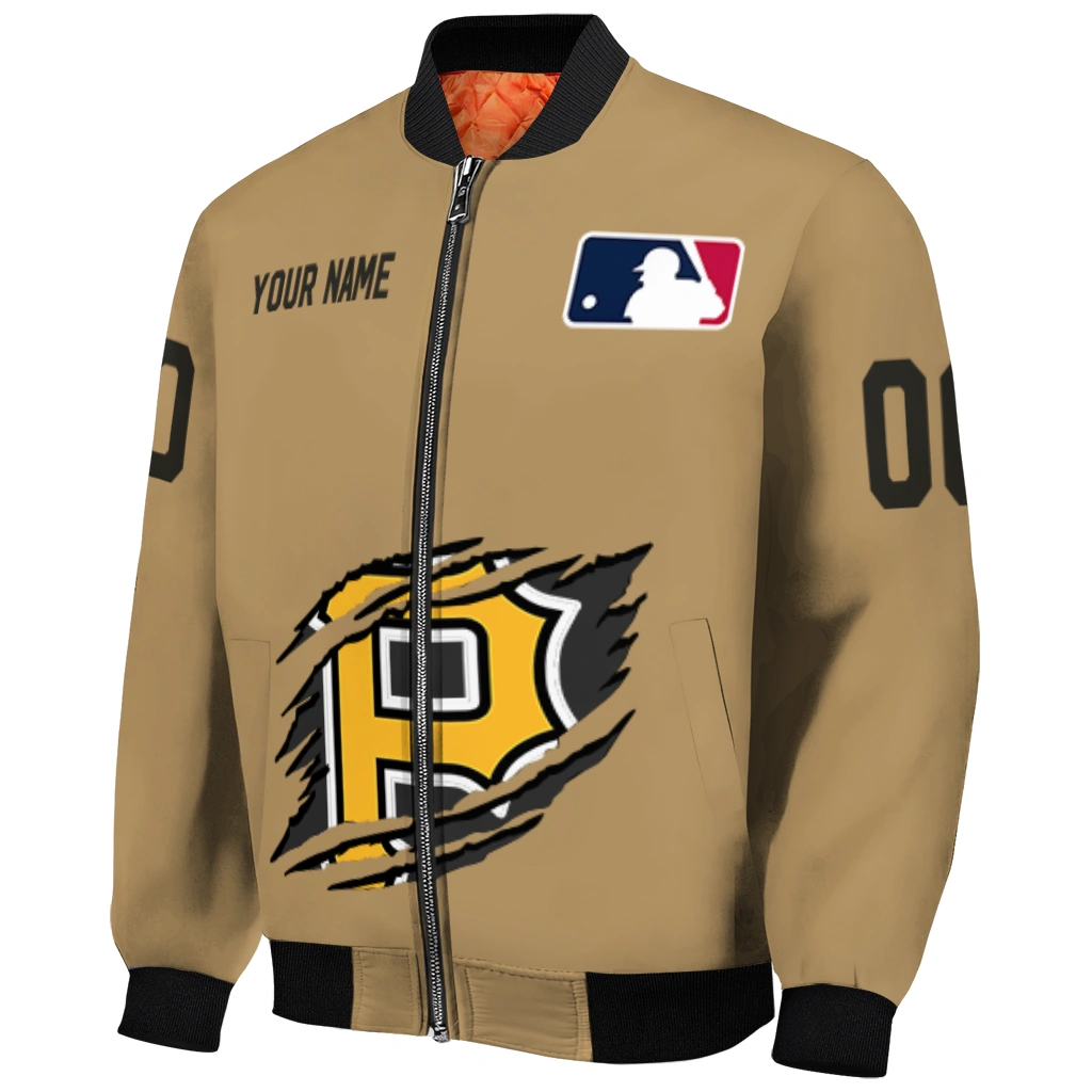 custom pittsburgh pirates claw swipe beige bomber jacket fashion forward custom pittsburgh pirates claw swipe beige bomber jacket fashion forward