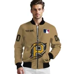 custom pittsburgh pirates claw swipe beige bomber jacket best selling