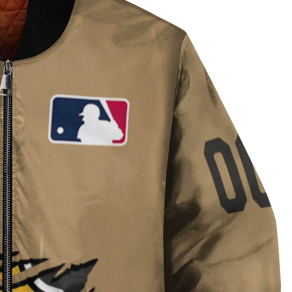 custom pittsburgh pirates claw swipe beige bomber jacket premium grade custom pittsburgh pirates claw swipe beige bomber jacket premium grade
